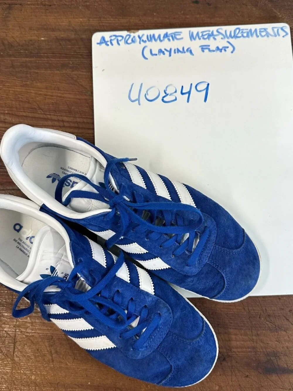 adidas Originals Gazelle Royal Blue White Gold S76227 Men's Size 7